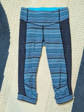 Lululemon Stop At Nothing Crop Leggings Space Dye Blue 4